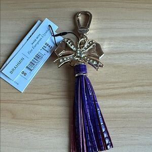 Brahmin Gold and Purple Crystal Tassel Key Holder